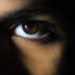 close up of intense male eye