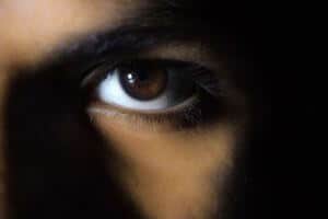 close up of intense male eye