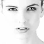 female model face in black and white