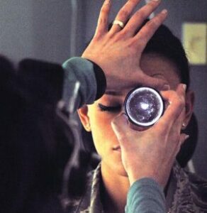 Woman at eye exam