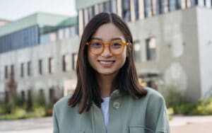 Woman wearing glasses